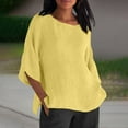 thumbnail image 2 of Women Summer Tops Women's Solid Color Crew Neck Short Sleeved Top T Shirt plus Size Christmas Shirts for Women 3x Athletic T Shirts for plus Size Tops Leggings Work Womens Long Sleeve V Neck Yellow, 2 of 5