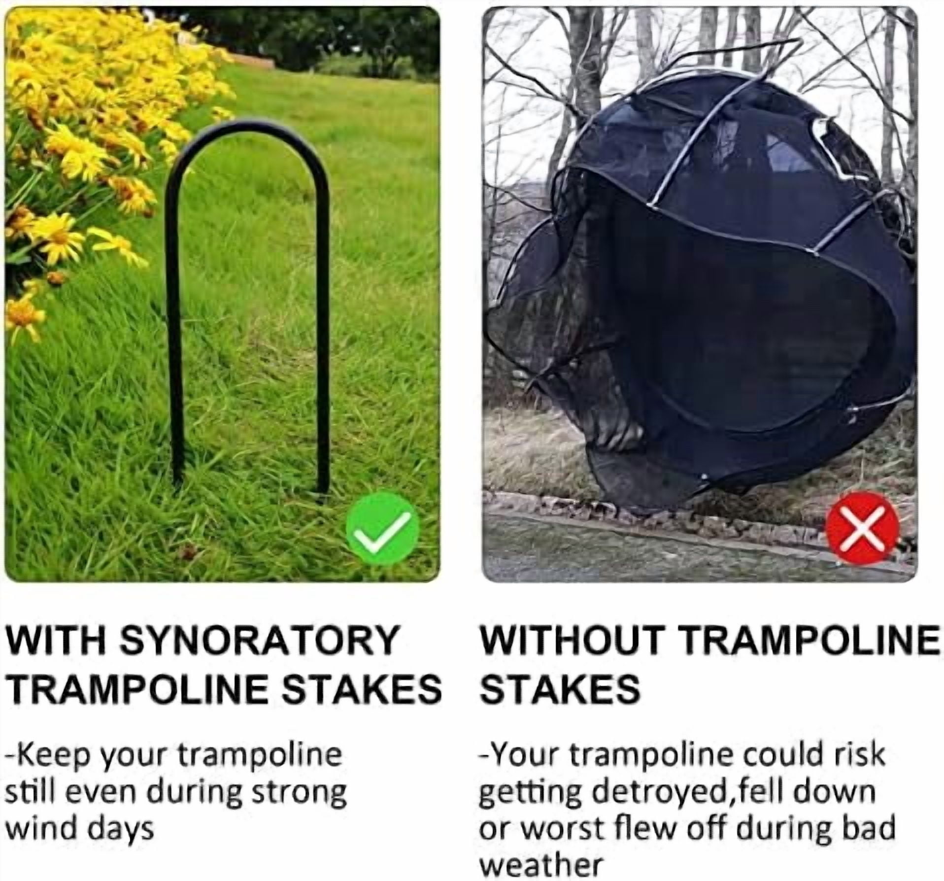 12inch Trampoline Accessories Trampolines Stakes Trampoline Anchors Heavy Duty High Wind U Type, Safety Accessories Galvanized Steel for Soccer Goals, Camping Tents and Garden Decoration