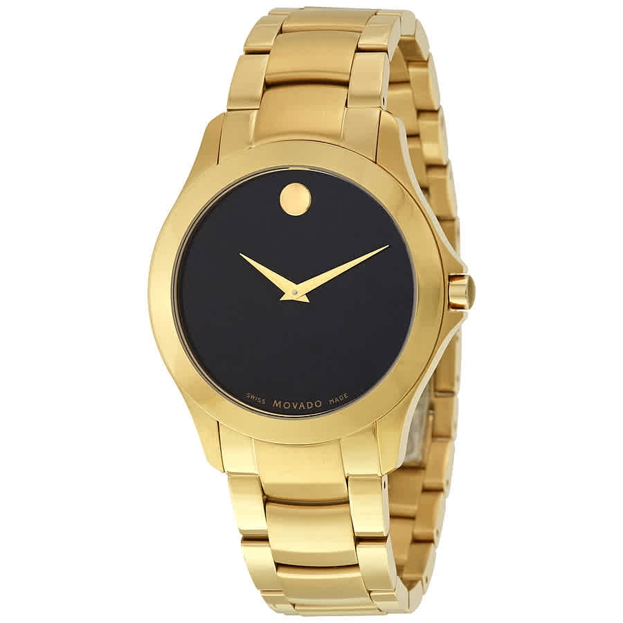 Movado Movado Masino Black Dial Yellow Gold PVD Stainless Steel Mens