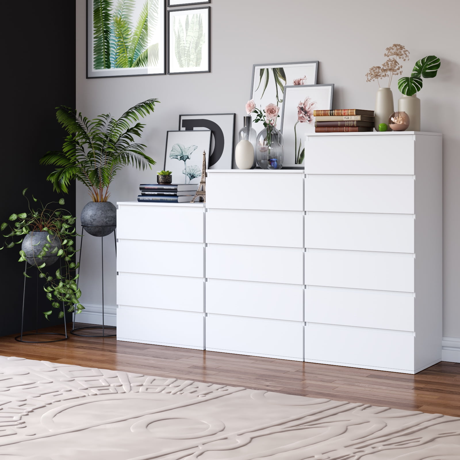 50 x35x70cm Modern Elegant Bedroom Durable Storage Cabinet Room Furniture Bedroom Cabinet for Home & Office & Bedroom & Hallway White Ausla Chest of 5 Drawers