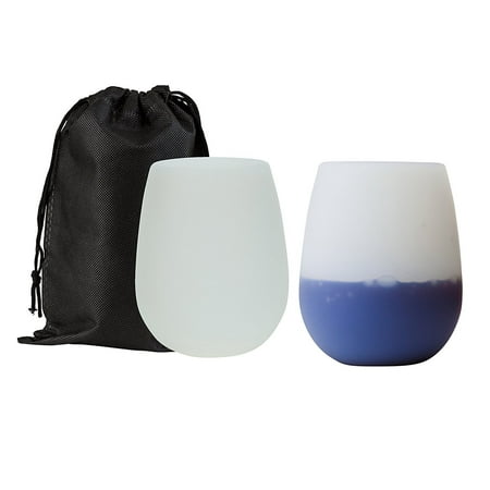 Decorative Beer Glasses Wealers Multi-colored Stemless Silicone Wine Cup or Beer Glasses | Unbreakable & Dishwasher Safe with Handy Carry Bag - Great for Outdoors, While Camping, At Home & More ()