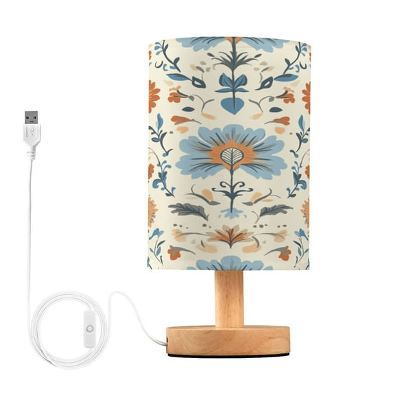 BZSMCE Lamp Modern Design Blue and Orange Flowers Art Print Creative Patter Night Light
