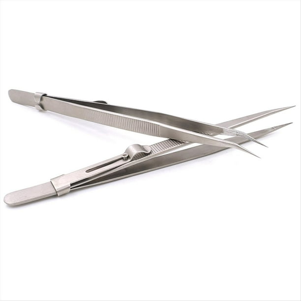 Pinzas de Precisión de 2 Piezas, Herramientas para Hacer Modelos A Escala, Pinzas de Acero Inoxidable con Punta Recta y Doblada Mejoradas