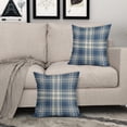 thumbnail image 3 of Blue Plaid Pillow Covers 16x16 Inch Blue and Beige Buffalo Plaid Tartan Pattern Decorative Throw Pillow Cases Set of 2 Farmhouse Holiday Cushion Cases Sofa Couch Bed Decor, EA240520002, 3 of 6