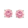 thumbnail image 2 of 1 CT Solitaire Rond Rose AAA CZ Boucles d'Oreilles pour Femmes Topaze Simulée Vis Arrière Argent Sterling.925 8MM, 2 of 6