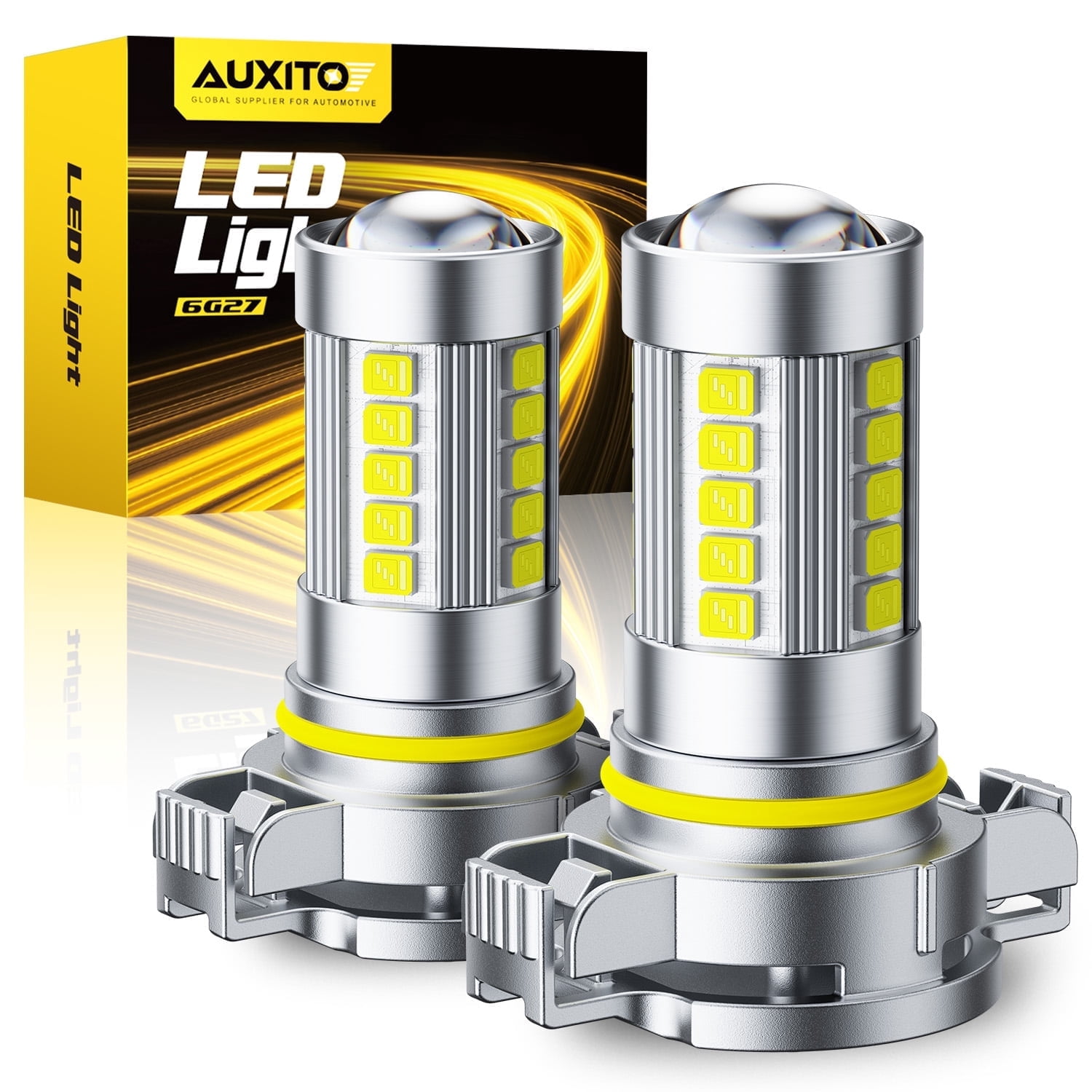 AUXITO 5202 LED Fog Light Bulbs or DRL, True 1:1 Mini Size, 6500K Cool White 5202 Replacement for Cars, Trucks, SUVs, Non-polarity, Pack of 2
