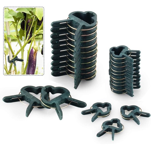 CHAO 80 clips ajustables de soporte para plantas, cubiertas de estacas de jardín, estructura de soporte para amarre para jardín, vides, verduras y tomates (40 clips grandes y 40 pequeños)