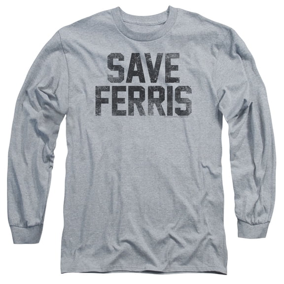 Ferris Bueller Save Ferris Long Sleeve Adult 18/1 T-Shirt Athletic Heather