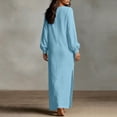 thumbnail image 6 of Edvintorg Women’S Dresses V Neck Long Sleeve Lightweight Cotton and Linen Loose Casual Dress Women Clothes S-2XL Light Blue, 6 of 7