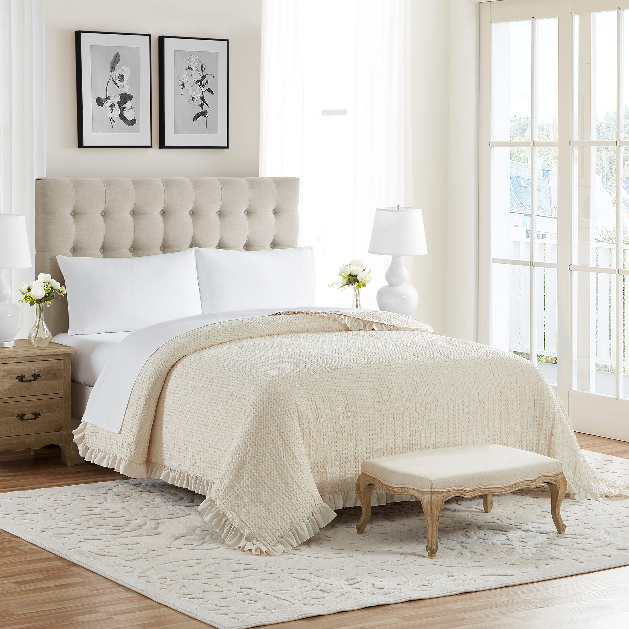 My Texas House Ella Taupe Waffle Woven Microfiber Bed Blanket, King