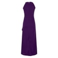 thumbnail image 4 of Ashirexll Summer Dress, Womens Long Dresses for Women, Fashion Summer Causal Solid Color Round Neck Sleeveless Dress Evening Dress Purple XXL, 4 of 7