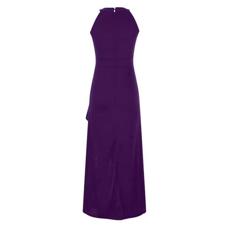 NiSHUIHAN Black Dresses for Women Funeral Sleeveless Round Neck Ankle Dress Fashion Women Summer Causal Solid Color Round Neck Sleeveless Dress Evening Dress Purple M Walmart