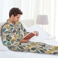 thumbnail image 6 of Honeii Vintage Leaves Pattern Mens Pajamas Set,2pcs Men's Lounge Long Sleeve Sleep Shirt and Pajama Bottoms Sleepwear Set,Mens Pjs Sets-Medium, 6 of 7