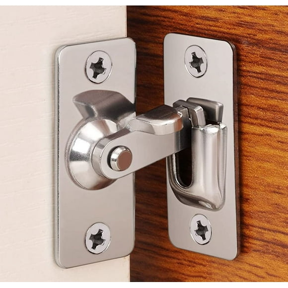 90 Degree Right Angle Door Lock Bolt Lock cam Lock Door and Window Sliding Lock Lever Bolt Storage Sliding Door Lock Pocket Special Door Lock (Silver)