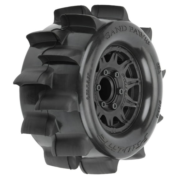 Pro-Line Racing Sand Paw HP BELTED 2.8" Sand Truck Tires Mounted on Raid Black 6x30 Removable Hex 12mm & 14mm Wheels 2 PRO1024910