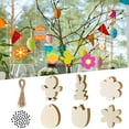 6pc Wooden Festival Pendant Easter Wooden Crafts Easter Egg Rabbit