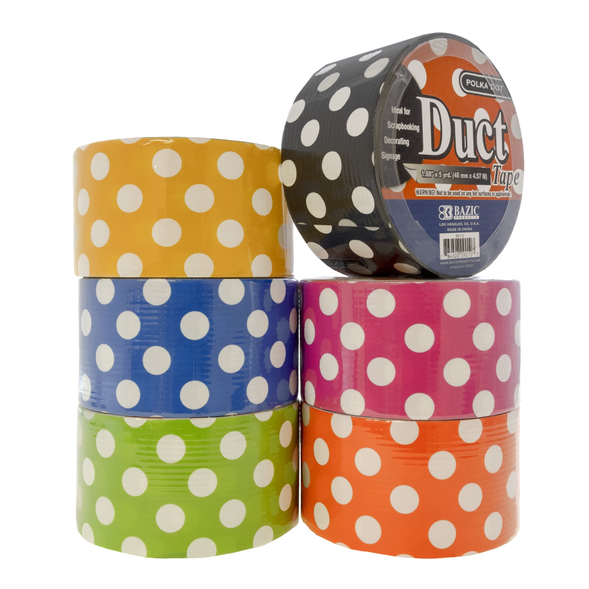 BAZIC Printed Duct Tape Heart Pattern 1.88 X 5 Yards, 6-Pack 
