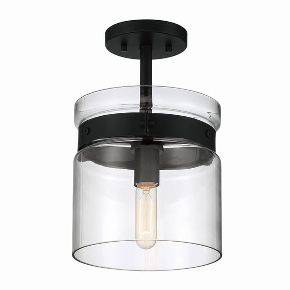 Designers Fountain Midnight LA Matte Black 1 Light Semi Flush Mount Ceiling Light, D222M-SF-MB