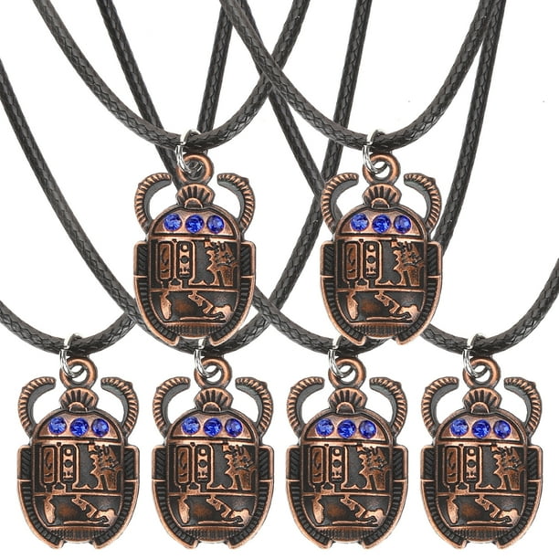 FELTECHELECTR 6 piezas de collar egipcio con colgante de escarabajo, accesorio para el cuello para hombres y mujeres.