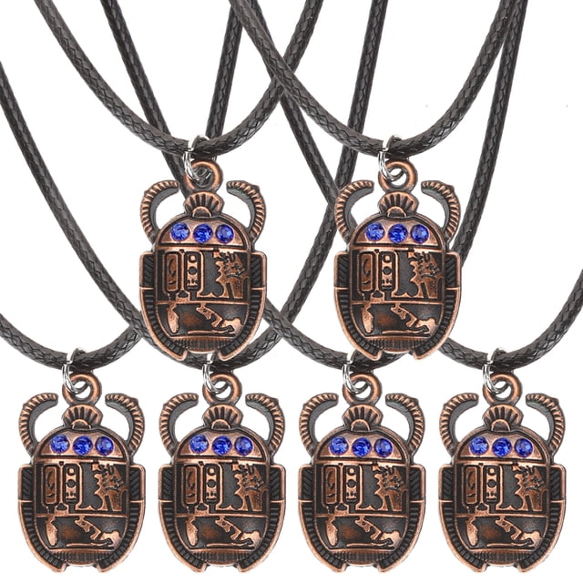 FELTECHELECTR 6 piezas de collar egipcio con colgante de escarabajo, accesorio para el cuello para hombres y mujeres.