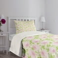 thumbnail image 3 of Ambesonne Shabby Flora Quilted Bedspread Set 2 Pcs, Spring Yard Pastel, Twin Size, Pale Pink Pale Green, 3 of 5