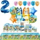 thumbnail image 2 of Bluey decoración de fiesta de cumpleaños globo de látex de aluminio azul y Bingo suministros para eventos para niños vajilla desechable Banner placa de fondo, 2 of 5