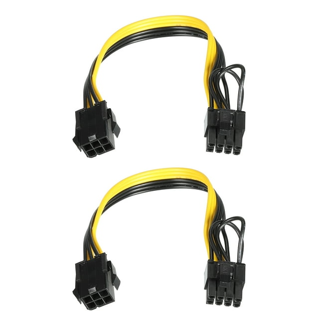Unique Bargains PCIe Cable 6 Pin Female to 8 Pin (62) Male PCI Express Power Adapter Cable GPU Power Supply Cable 220mm, 2pcs