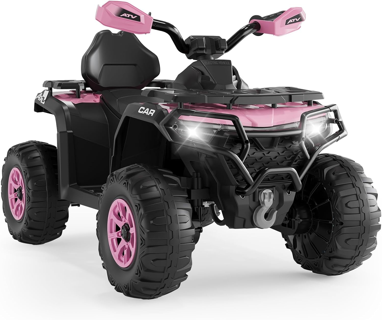 Historyli Powered Ride Ons,12V 4 Wheeler ATV,Ride on Eletric Motorcycle,2-Seater Electric Vehicle Toy Car with High&Low Speed,Music,Led Lights for 3-8 Years,Pink
