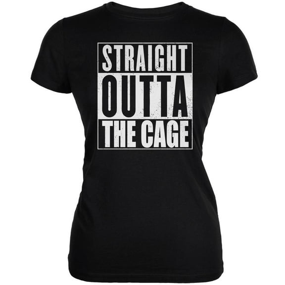 Straight Outta The Cage Black Juniors Soft T-Shirt - X-Large