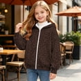 thumbnail image 6 of SERTGUTR Girls Leopard Print Hooded Sweatshirt, Zip Up Fleece Jacket with Pockets, Long Sleeve Casual Outerwear, Everyday School Outdoor Warm Coat, 6 of 8