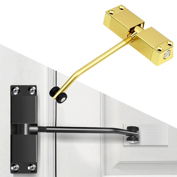 con de material acero inoxidable, cierre automático, montaje en superficie, dispositivo de cierre de puerta ajustable, resistente al fueg dorado Macarena Cierra puertas