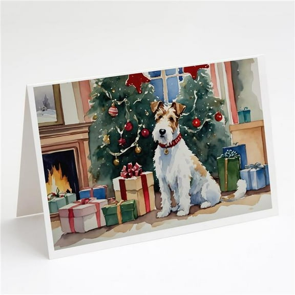 Fox Terrier Cozy Christmas Greeting Cards Pack of 8 7 in x 5 in