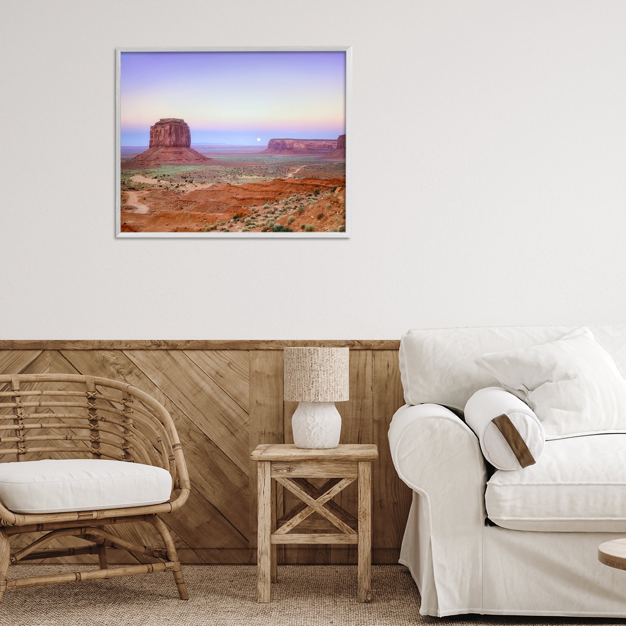 Stupell Industries Moonrise Over Monument Valley White Framed Giclee Art, design by Dennis Frates