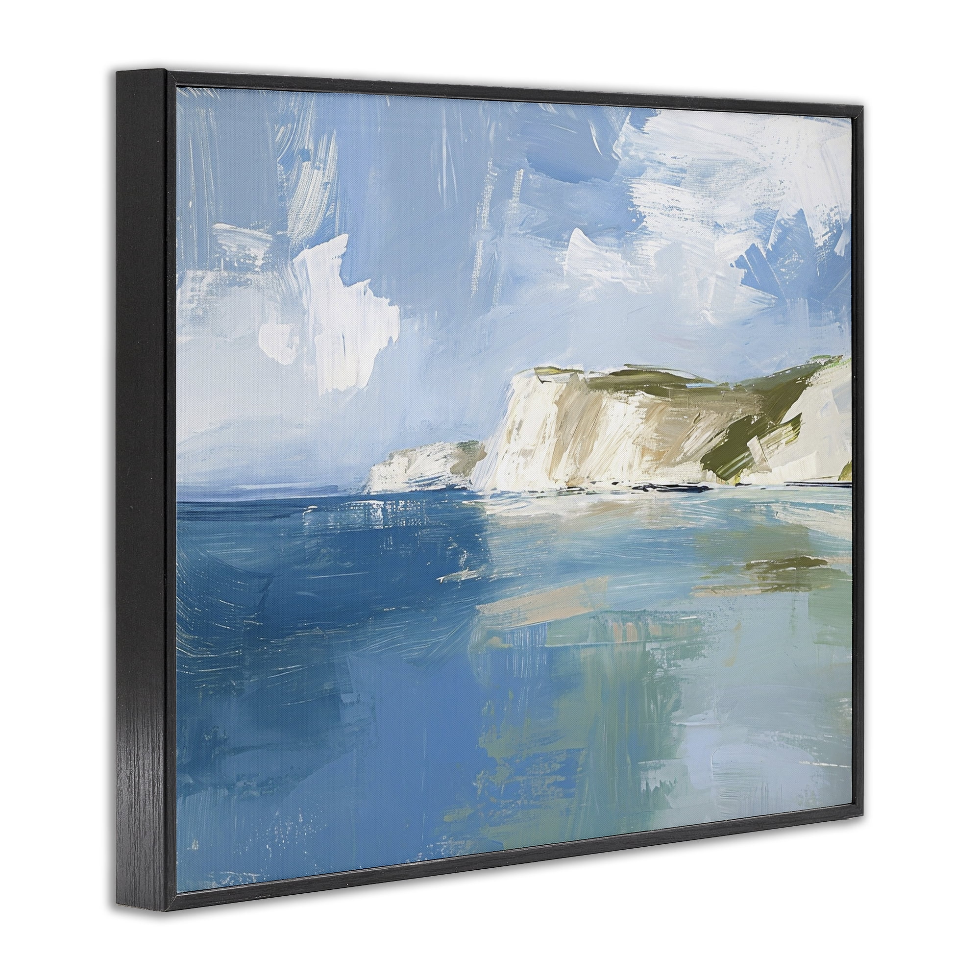 Stupell Industries Coastal Wilderness Shore Coastal Painting Black Framed Art Print Wall Art, 30 x 24