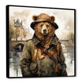 thumbnail image 2 of Designart "Detective Bear in the Countryside I" Animals Framed Wall Art - Traditional Green Bear Living Room Framed Canvas Art, 2 of 6