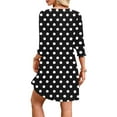 thumbnail image 3 of yillto Women 3/4 Sleeve Dress V Neck Casual Fall Trendy Shirts Dresses Loose Midi Dress with Pockets, 3 of 7