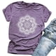 thumbnail image 3 of Camiseta de mujer Blusa de verano con cuello redondo y manga corta floral, Morado, L Methold AP002559-15, 3 of 5