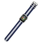 Apple Watch Band - 2-Piece Nylon - Navy with White Stripe - Fits 38mm Series 1 & 2 [Black Adapters]