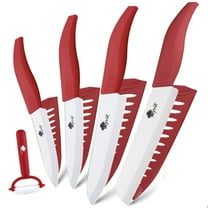 4-Piece Kitchen Knives with Peeler, Ceramic Blade Knife 6 Inch Serrated Bread Knife,6 Inch Chef Knife, 5inch Utility Knife, and 4 Inch Paring Knife