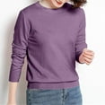thumbnail image 5 of Women Crewneck Long Sleeve T-Shirts Solid Color Pullover Basic Shirts Casual Cozy Blouses Tee (M, Purple), 5 of 5
