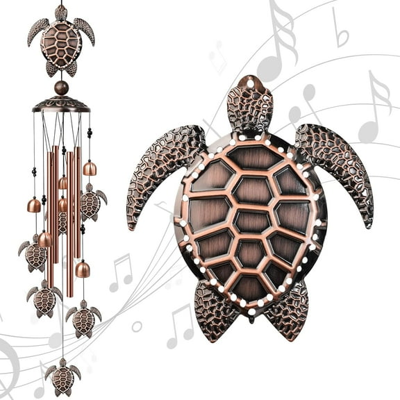 Sea Turtle Wind Chimes for Outside, Decorative Wind Chimes Turtle Gifts for Women, Memorial Windchimes Outdoors with S Hook for Patio Garden Decor, Birthday Gifts for Mom Grandma