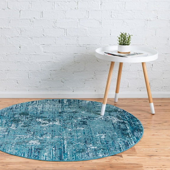 Rugs.Com Starlight Collection Transitional Abstract Area Rug – Blue 4' X 6' Rug Perfect For Entryways, Bedrooms, Living Rooms And More