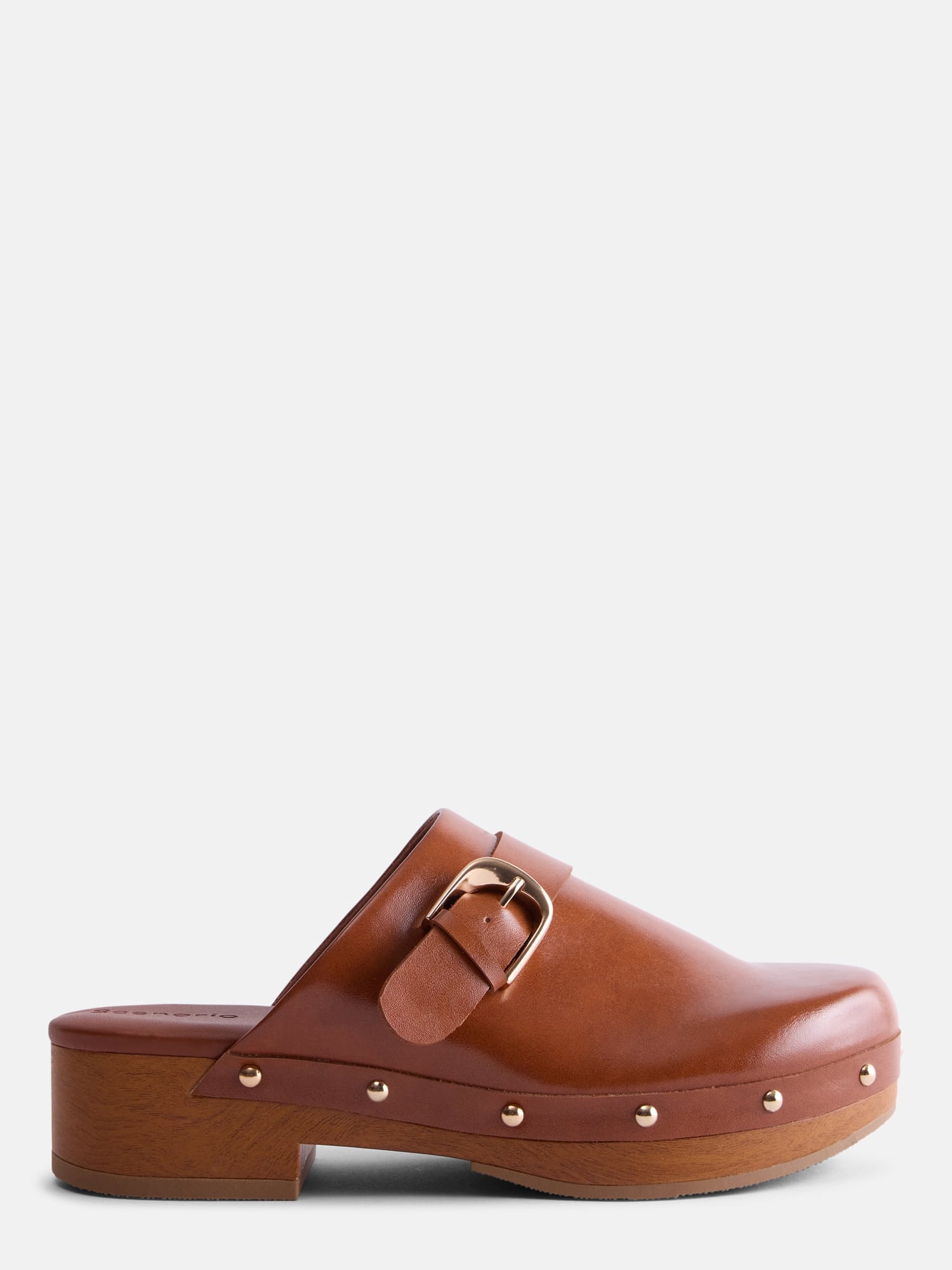 Scenario Women's Studded Faux Leather Platform Clogs