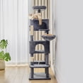 thumbnail image 3 of JIOABL 66" Multi-Level Cat Tree Tower with Hammock, Large Condo, Climbing Plates, Plush Toy, Kitty Playing House, Dark Gray, 3 of 8