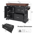 thumbnail image 3 of DTTRA 53" Rolling Kitchen Island Cart with 3.5" Thick Wood Top & Storage, Black, 3 of 9