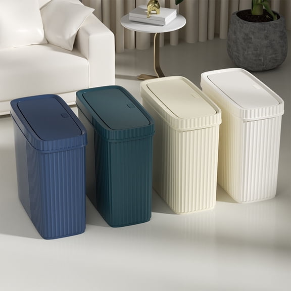 Kitchen Trash Can, Step-On Garbage Can with Lid, Tall Kitchen & Bathroom Trash Can, Small Office Waste Bin, White - Xuniizn