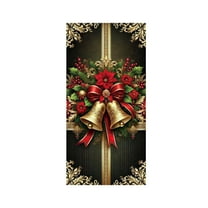 Cheapark 35x71 Inches Christmas Door Cover Curtain - Vibrant Holiday Door Wall Decoration, Wrinkle-Resistant Fabric for Indoor Outdoor Party Festive Ambiance