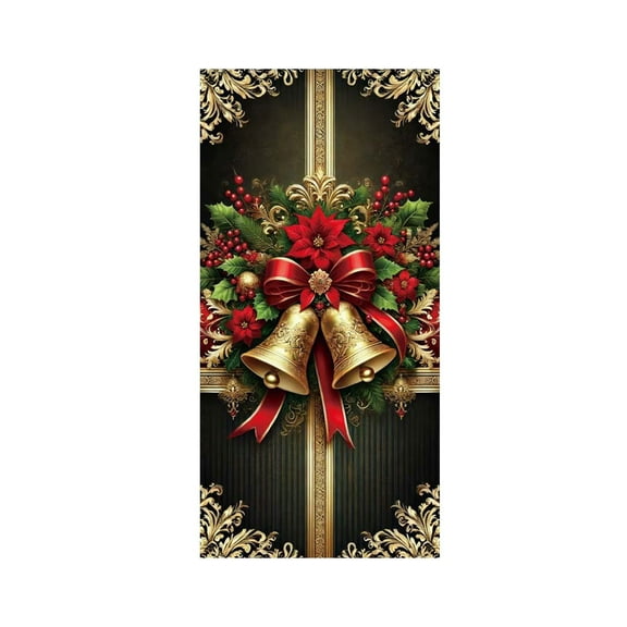 Cheapark 35x71 Inches Christmas Door Cover Curtain - Vibrant Holiday Door Wall Decoration, Wrinkle-Resistant Fabric for Indoor Outdoor Party Festive Ambiance
