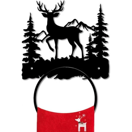 Deer Metal Towel Ring Forest Animal Mountain Towel Holder Bath Towel Ring Wall Mounted Metal Towel Rack for Bathroom Kitchen Towel Hanger Home Decors Gift