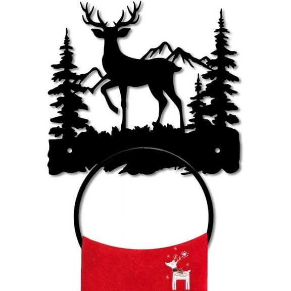 Deer Metal Towel Ring Forest Animal Mountain Towel Holder Bath Towel Ring Wall Mounted Metal Towel Rack for Bathroom Kitchen Towel Hanger Home Decors Gift